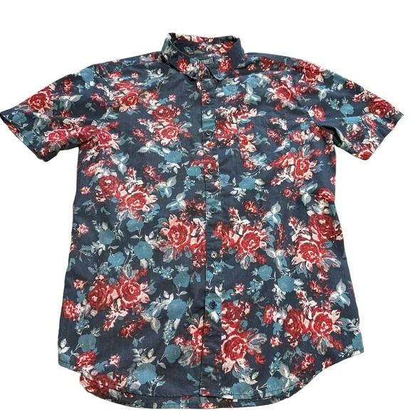 RetroFit Brand MFG men's floral medium button down short sleeve shirt - Picture 1 of 4